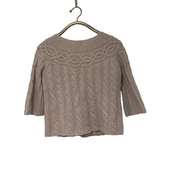 Relais Beige Lambswool Angora Blend Cable Knit Sweater Cottagecore S - Picture 3 of 4